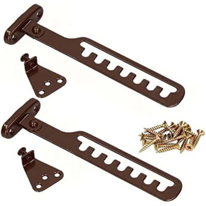 2 db ablakcsukó készlet, Kotarbau, Acél, 185x58 mm, Sötétbarna