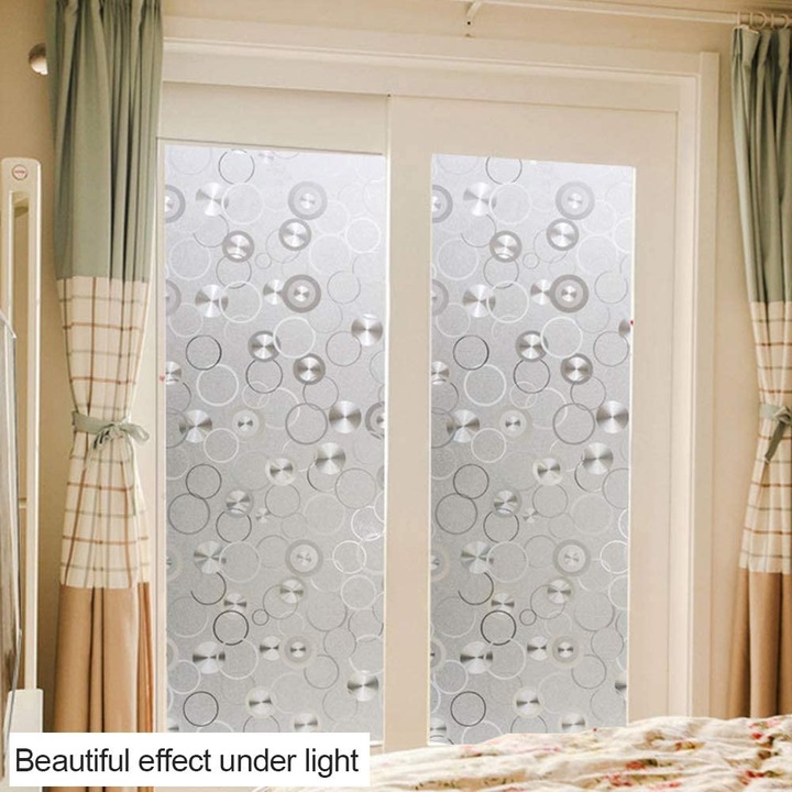 Folie pentru Geam Termopan cu Grad Ridicat de Intimitate, Securitate si Protectie Solara UV, Model Discuri Vinil Pick Up, 60 x 200 cm, Original Deals