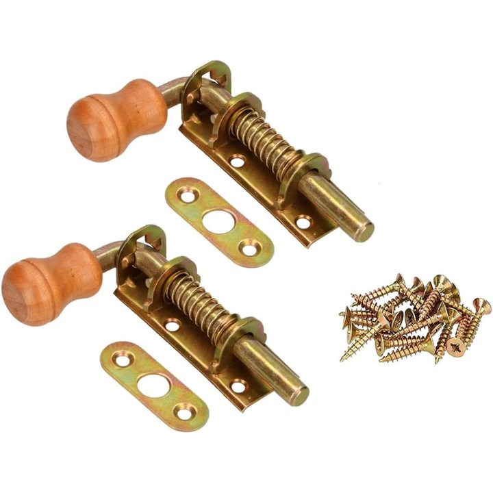 Set 2 suruburi zavor usa, Kotarbau, Otel, 100x30 mm, Auriu