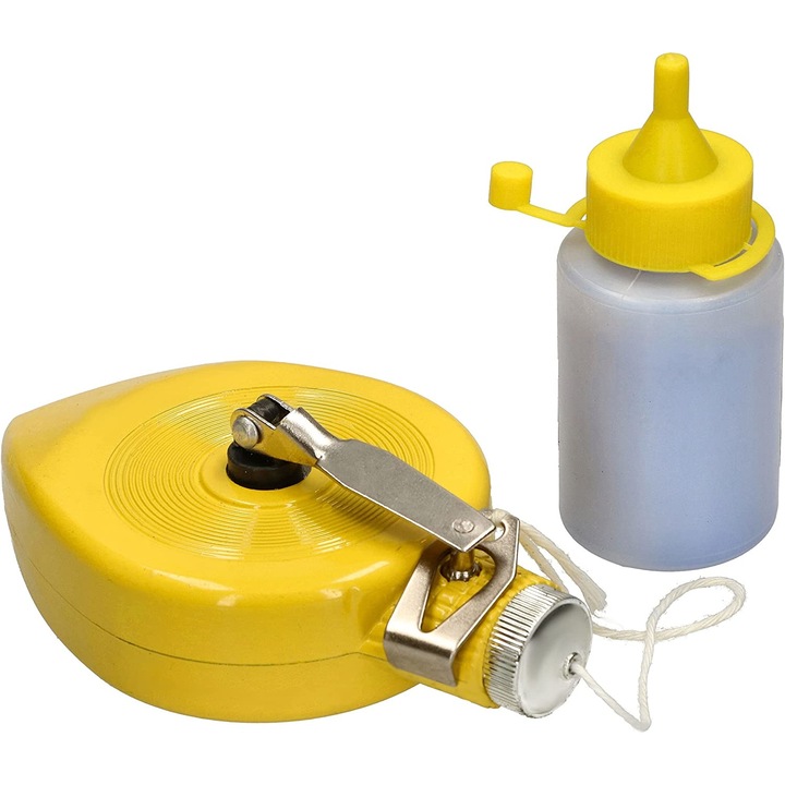 Aparat trasare linii pereti/podea cu creta, Kotarbau, Aluminiu, 30 m, Galben