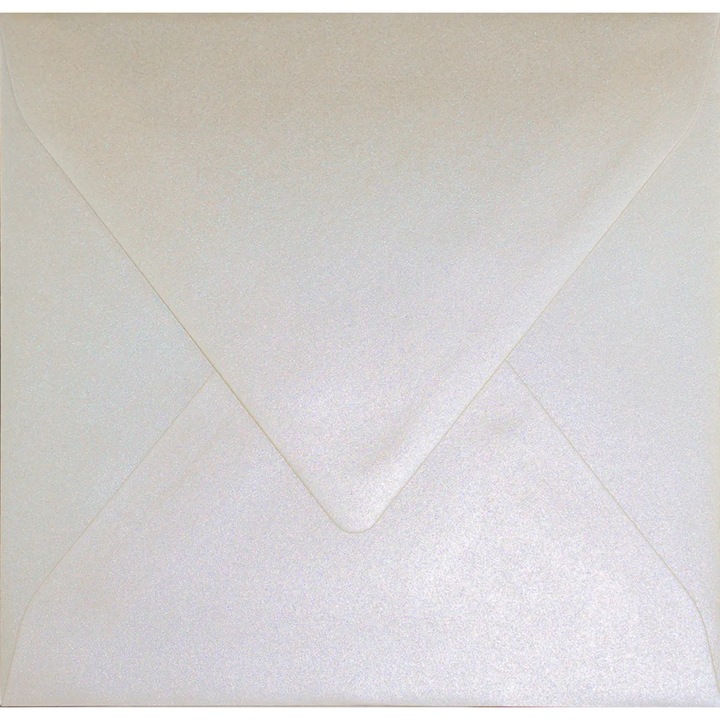 Set de plicuri decorative metalizate patrate, Netuno, Sirio Pearl, K4, 155x155mm, Lipire umeda, V-tip, 110g/m2, Hartie, ecru, 25 buc