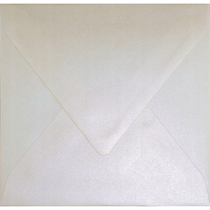 Set de plicuri decorative metalizate patrate, Netuno, Sirio Pearl, K4, 155x155mm, Lipire umeda, V-tip, 110g/m2, Hartie, ecru, 100 buc