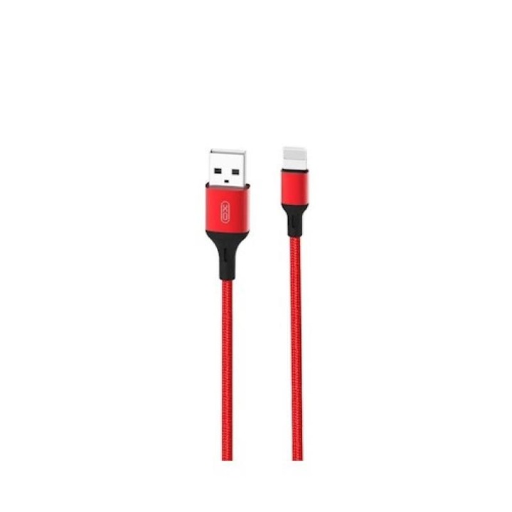 Кабел за зареждане и пренос на данни XO NB143, USB/Lightning, 2.4A, 1 m, Червен