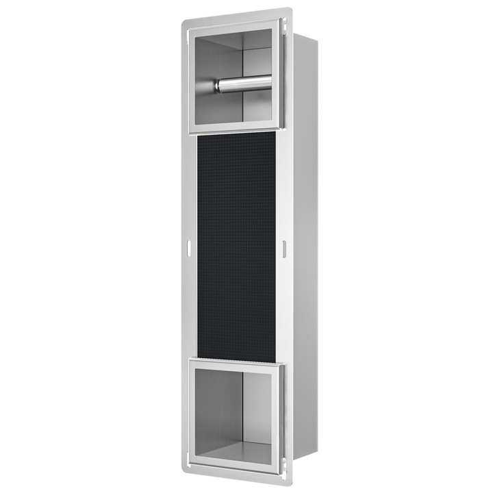 Suport Pentru Hartie Igienica, Balneo, Wall-Box Cu Rama, Otel Inoxidabil Aisi 304, 74 x 20,8 × 14,6 cm, Rezistenta Ridicata La Coroziune Si Zgarieturi, Schimbare Usoara Si Rapida A Hartiei, Rezistent La Apa, Inox