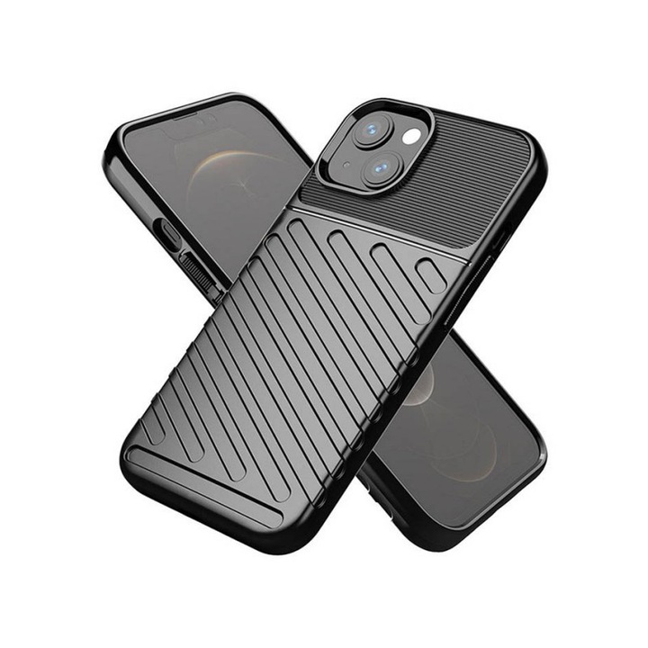 Husa Spate Upzz Thunder Case Antishock, Compatibila Cu iPhone 14, Negru