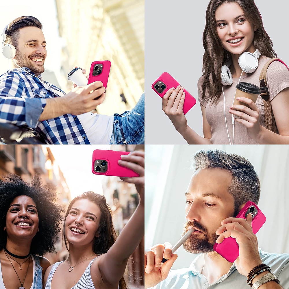 Husa CASEY STUDIOS™ compatibila cu iPhone 13 Mini, Soft Silicone Premium, Microfibra in Interior, Fuchsia, de Protectie, Ultra Slim, pentru Incarcare Wireless, Margini Ridicate de Protectia Ecranului si a Camerelor