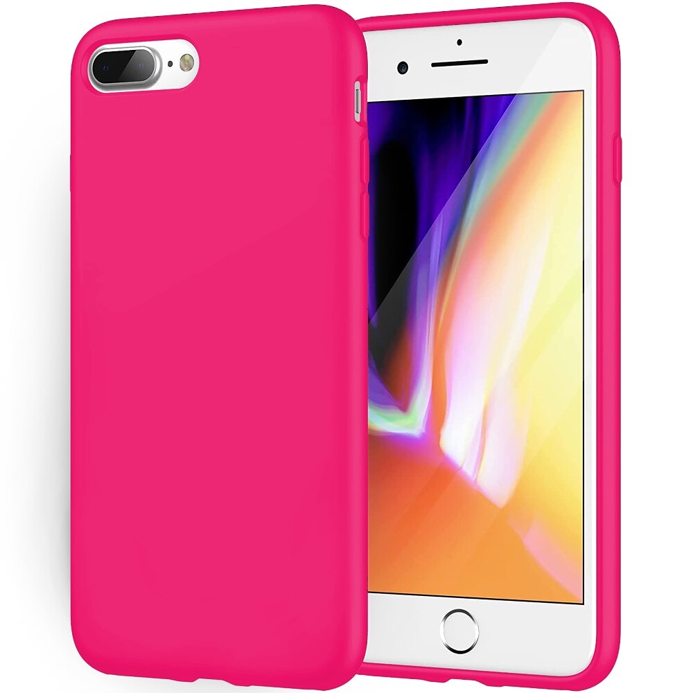 Husa CASEY STUDIOS™ compatibila cu iPhone 7 Plus / 8 Plus, Soft Silicone Premium, Microfibra in Interior, Fuchsia, de Protectie, Ultra Slim, pentru Incarcare Wireless, Margini Ridicate de Protectia Ecranului si a Camerelor
