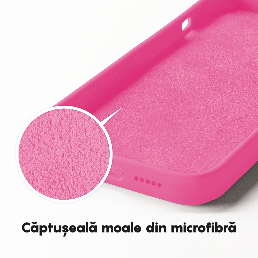 Husa CASEY STUDIOS™ compatibila cu iPhone 13 Pro Max, Soft Silicone Premium, Microfibra in Interior, Fuchsia, de Protectie, Ultra Slim, pentru Incarcare Wireless, Margini Ridicate de Protectia Ecranului si a Camerelor