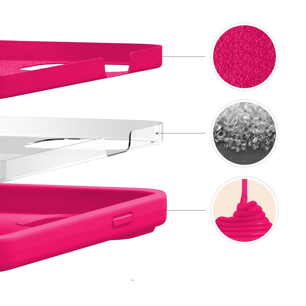 Husa CASEY STUDIOS™ compatibila cu iPhone 13 Pro, Soft Silicone Premium, Microfibra in Interior, Fuchsia, de Protectie, Ultra Slim, pentru Incarcare Wireless, Margini Ridicate de Protectia Ecranului si a Camerelor