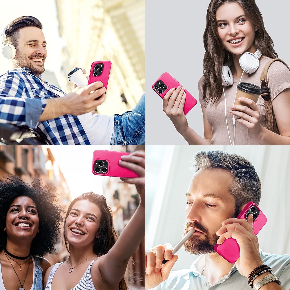 Husa CASEY STUDIOS™ compatibila cu iPhone 13 Pro, Soft Silicone Premium, Microfibra in Interior, Fuchsia, de Protectie, Ultra Slim, pentru Incarcare Wireless, Margini Ridicate de Protectia Ecranului si a Camerelor