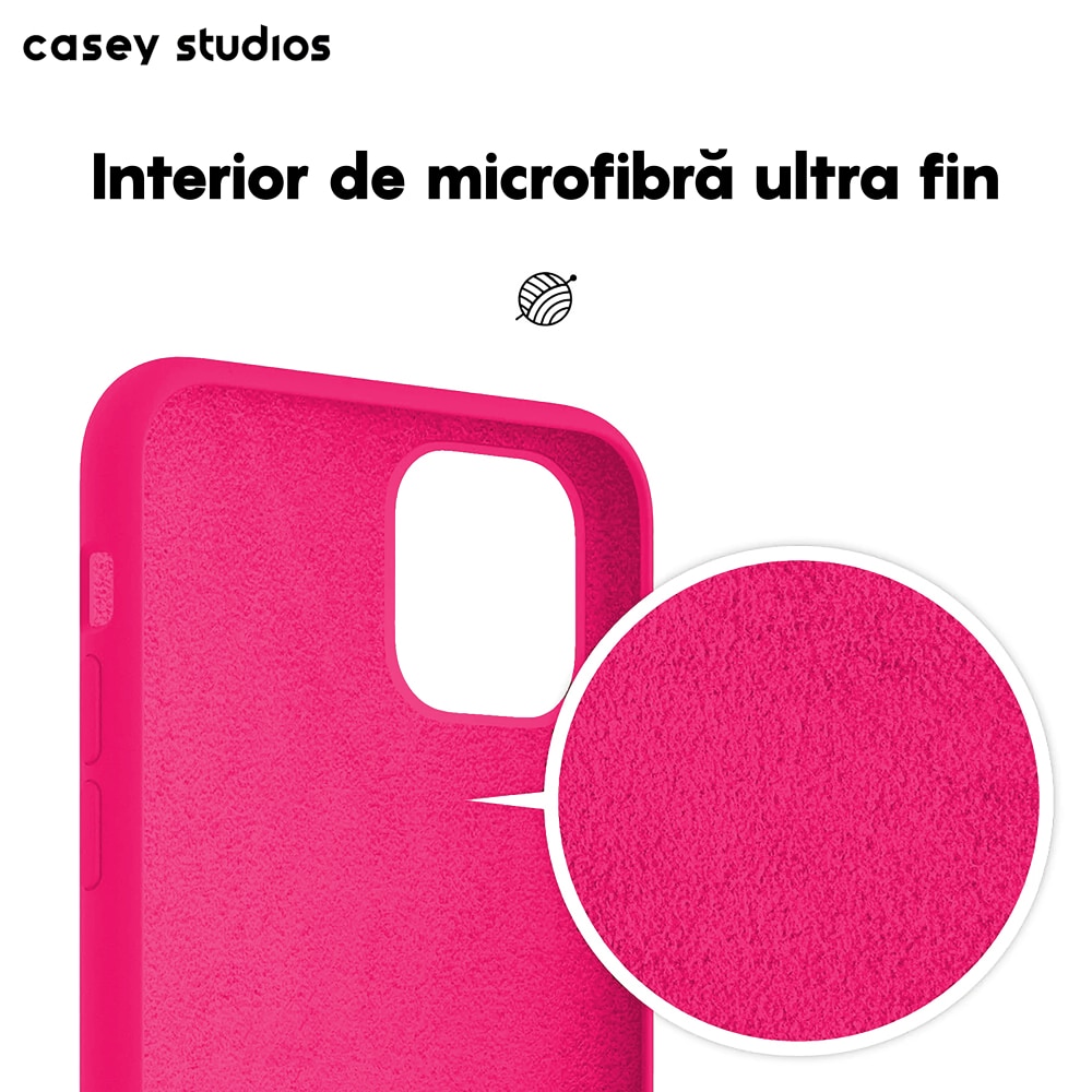 Husa CASEY STUDIOS™ compatibila cu iPhone 11, Soft Silicone Premium, Microfibra in Interior, Fuchsia, de Protectie, Ultra Slim, pentru Incarcare Wireless, Margini Ridicate de Protectia Ecranului si a Camerelor