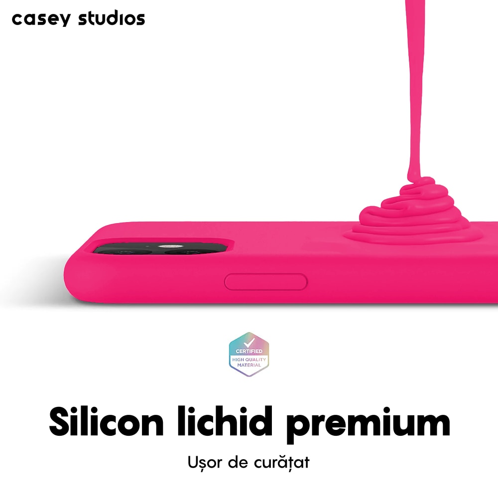 Husa CASEY STUDIOS™ compatibila cu iPhone 11, Soft Silicone Premium, Microfibra in Interior, Fuchsia, de Protectie, Ultra Slim, pentru Incarcare Wireless, Margini Ridicate de Protectia Ecranului si a Camerelor