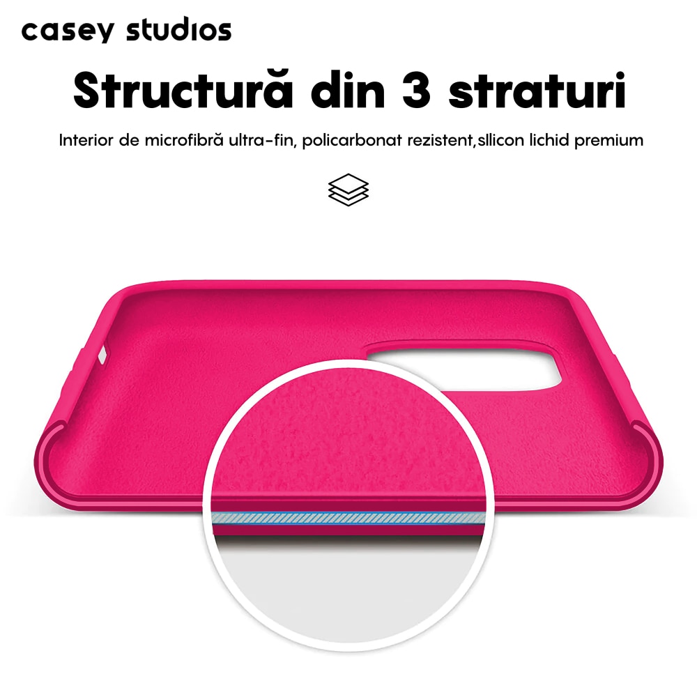 Husa CASEY STUDIOS™ compatibila cu iPhone 11, Soft Silicone Premium, Microfibra in Interior, Fuchsia, de Protectie, Ultra Slim, pentru Incarcare Wireless, Margini Ridicate de Protectia Ecranului si a Camerelor