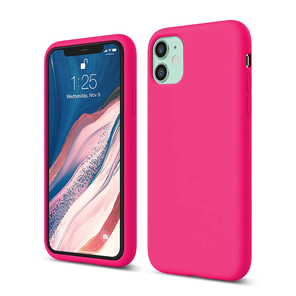 Husa CASEY STUDIOS™ compatibila cu iPhone 11, Soft Silicone Premium, Microfibra in Interior, Fuchsia, de Protectie, Ultra Slim, pentru Incarcare Wireless, Margini Ridicate de Protectia Ecranului si a Camerelor