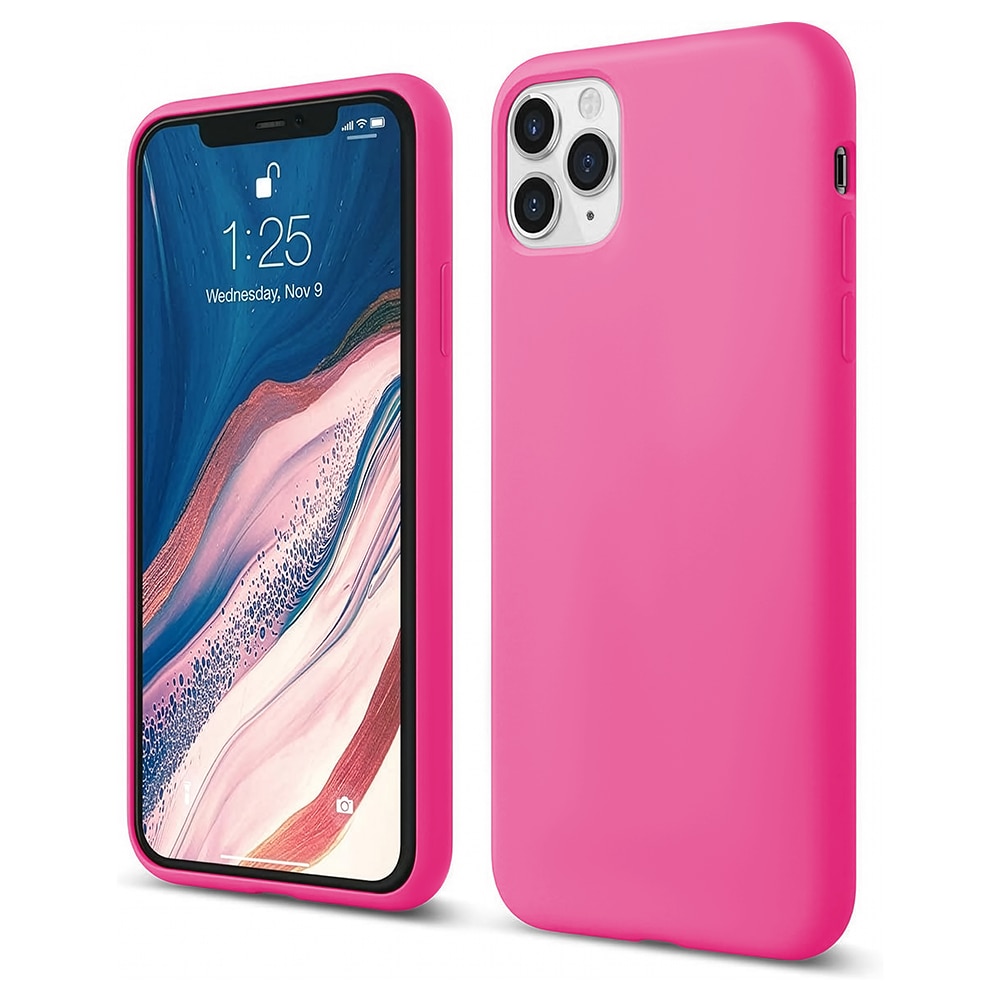 Husa CASEY STUDIOS™ compatibila cu iPhone 11 Pro, Soft Silicone Premium, Microfibra in Interior, Fuchsia, de Protectie, Ultra Slim, pentru Incarcare Wireless, Margini Ridicate de Protectia Ecranului si a Camerelor