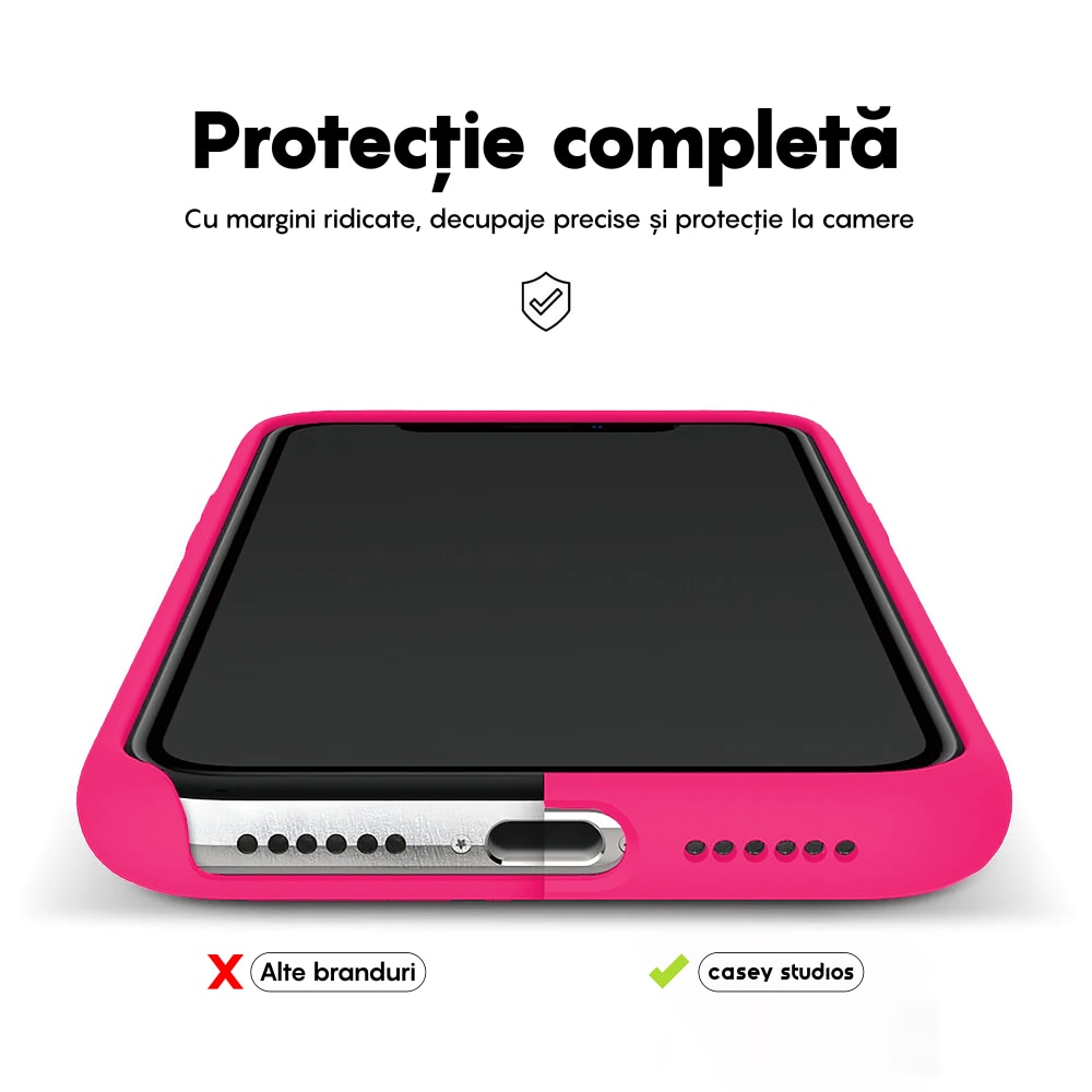 Husa CASEY STUDIOS™ compatibila cu iPhone 11, Soft Silicone Premium, Microfibra in Interior, Fuchsia, de Protectie, Ultra Slim, pentru Incarcare Wireless, Margini Ridicate de Protectia Ecranului si a Camerelor