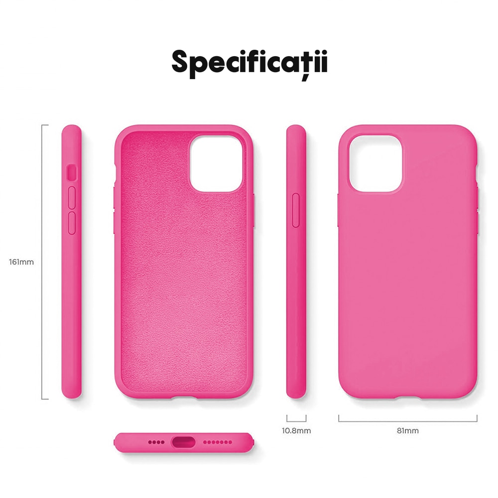 Husa CASEY STUDIOS™ compatibila cu iPhone 11 Pro, Soft Silicone Premium, Microfibra in Interior, Fuchsia, de Protectie, Ultra Slim, pentru Incarcare Wireless, Margini Ridicate de Protectia Ecranului si a Camerelor