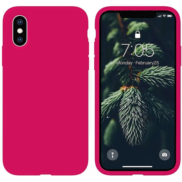 Husa CASEY STUDIOS™ pentru Apple iPhone XS Max, Soft Silicone Premium, Microfibra in Interior, Fuchsia, de Protectie, Ultra Slim, pentru Incarcare Wireless, Margini Ridicate pentru Protectia Ecranului si a Camerelor