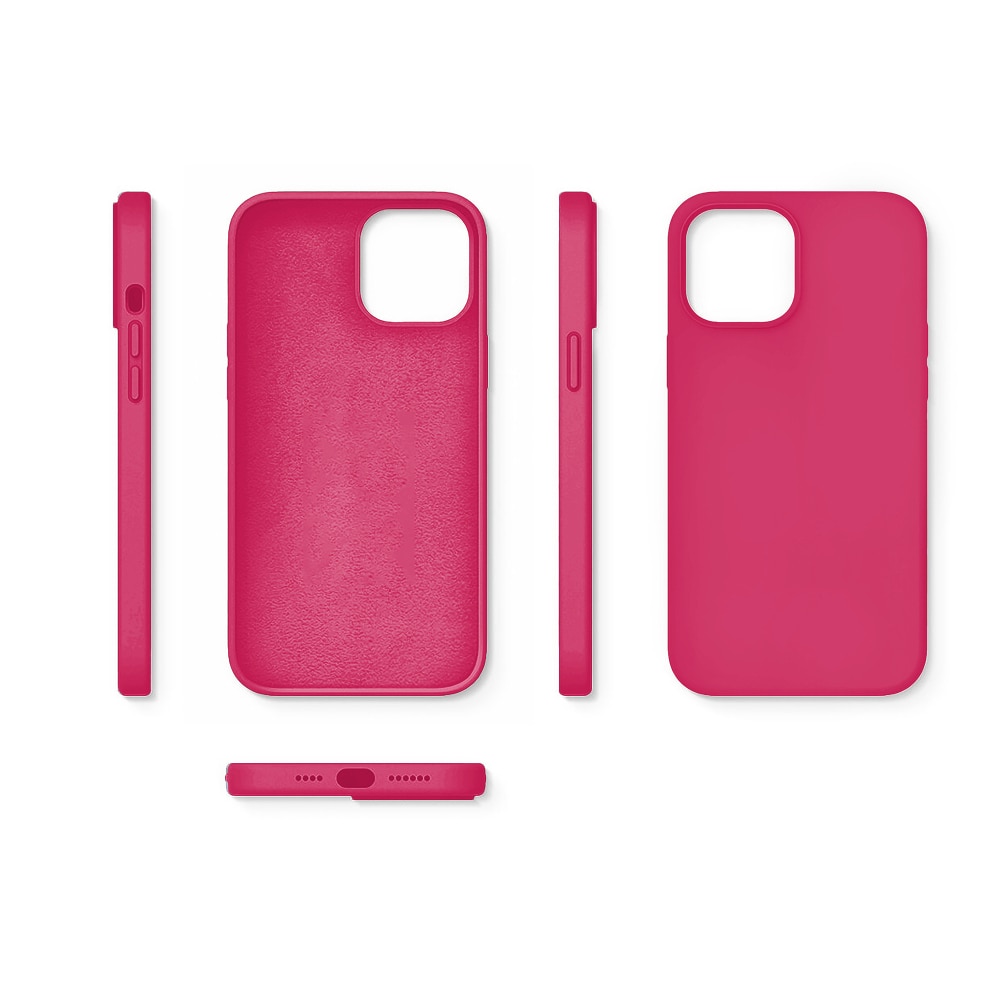 Husa CASEY STUDIOS™ compatibila cu iPhone 12 Mini, Soft Silicone Premium, Microfibra in Interior, Fuchsia, de Protectie, Ultra Slim, pentru Incarcare Wireless, Margini Ridicate de Protectia Ecranului si a Camerelor