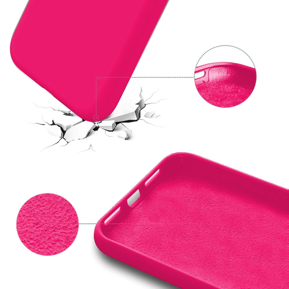 Husa CASEY STUDIOS™ compatibila cu iPhone 12 Mini, Soft Silicone Premium, Microfibra in Interior, Fuchsia, de Protectie, Ultra Slim, pentru Incarcare Wireless, Margini Ridicate de Protectia Ecranului si a Camerelor