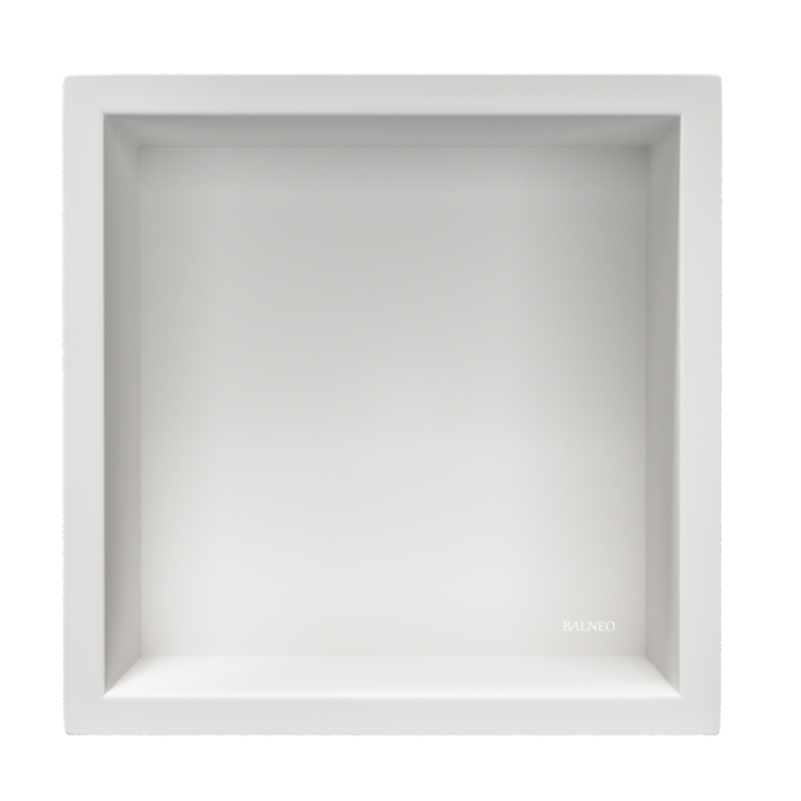 Raft incorporabil pentru baie, Balneo, Wall-Box One, otel inoxidabil, Fabricat din materiale de inalta calitate, Atentie la detalii, Elegant si practic de gestionare a spatiului, 30x30x10 cm, Alb