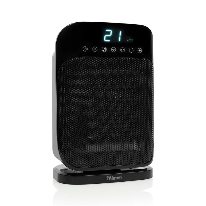 Aeroterma ceramica Tristar KA-5074, 1800 W, 3 Trepte de putere, Termostat reglabil, Functie ventilator, Negru