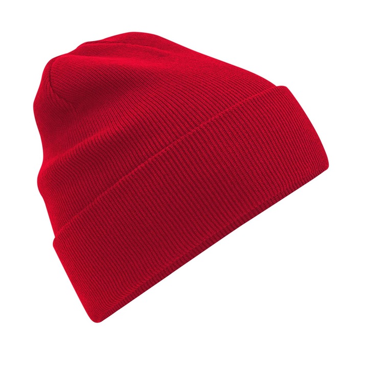 Caciula bumbac organic, Beechfield, rosu, marime universala