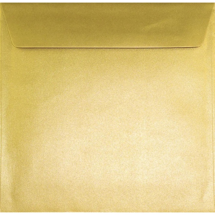 Комплект от 25 K4 метализирани квадратни декоративни плика, 15.5 x 15.5 Sirio Pearl Aurum злато, 110g