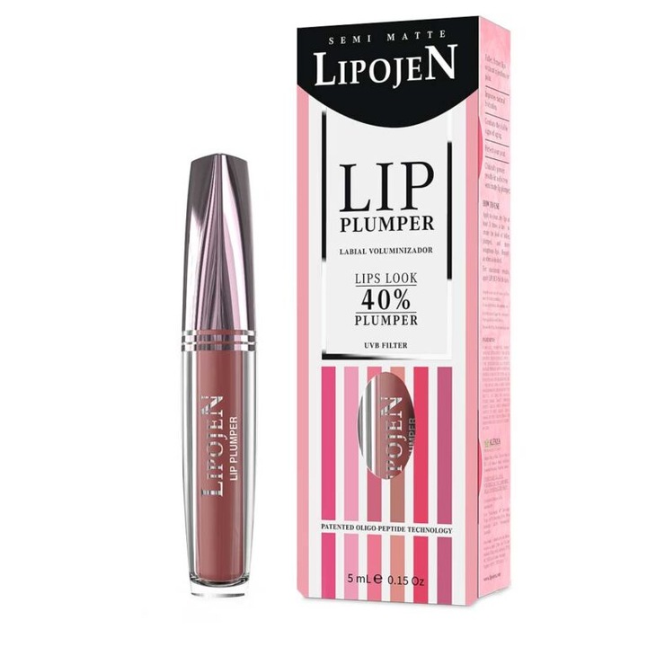 Течно червило Lipojen ROSE VENUS No. 4, Полуматово, За обем, С колаген, 5 мл