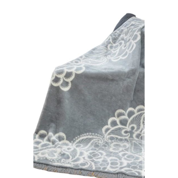 Patura reversibila Cotton Cloud, UmiPled, Bumbac/Acril, 150 x 200 cm, Alb/Gri