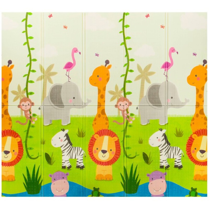 Covoras educativ, Lionelo, Robby, Pliabil, Impermeabil, Dimensiune mare, 200 x 180 cm, Cu Imprimeu pe ambele parti, Conform cu standardul european de securitate EN71, Multicolor