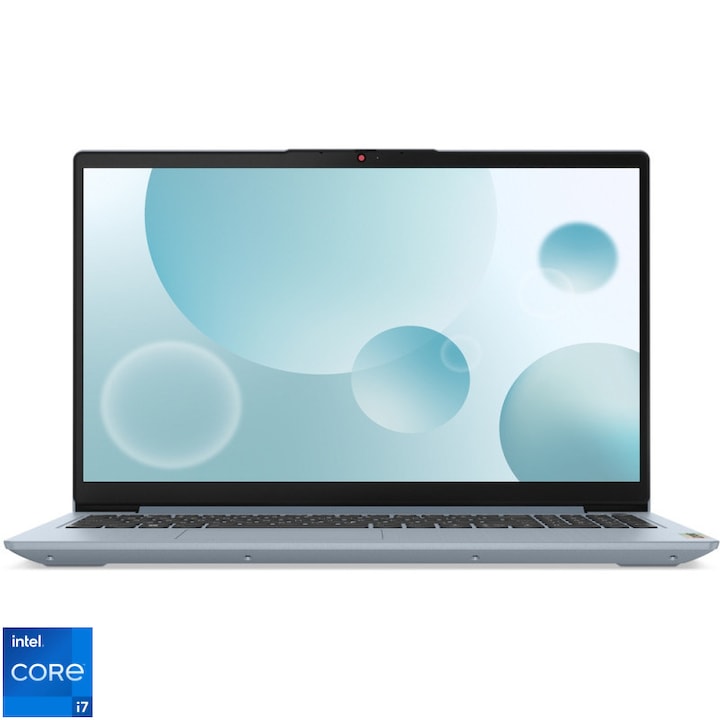 Laptop Lenovo IdeaPad 3 15IAU7 cu procesor Intel® Core™ i7-1255U pana la 4.70 GHz, 15.6" Full HD, IPS, 16GB, 512GB SSD, Intel® Iris® Xe Graphics, NO OS, Misty Blue