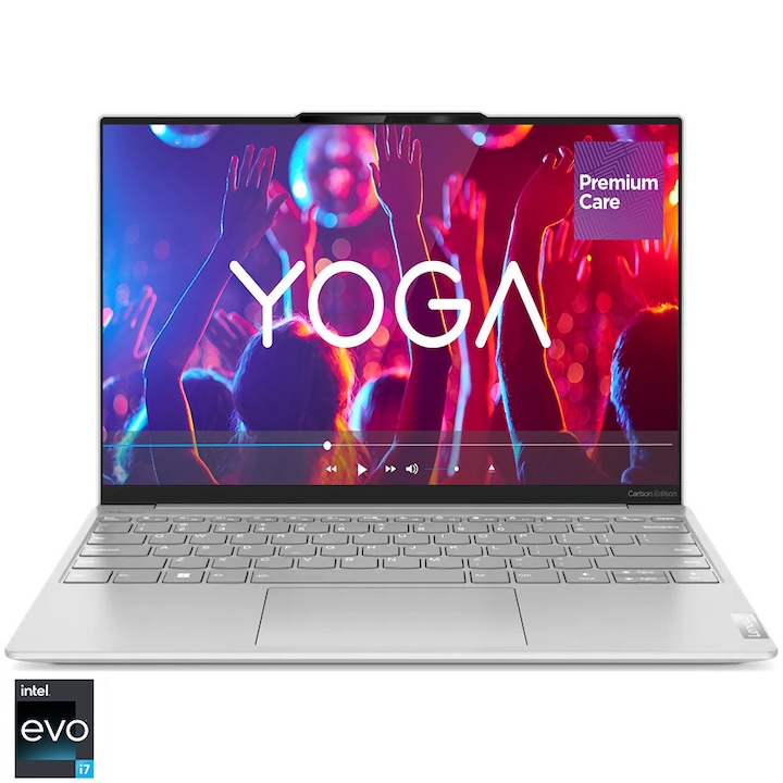 Laptop ultraportabil Lenovo Yoga Slim 7 Carbon 13IAP7 cu procesor Intel® Core™ i7-1260P pana la 4.70 GHz, 13.3" 2.5K, IPS, 16GB, 1TB SSD, Intel® Iris® Xe Graphics, Windows 11 Home, Moon White, 3y on-site, Premium Care