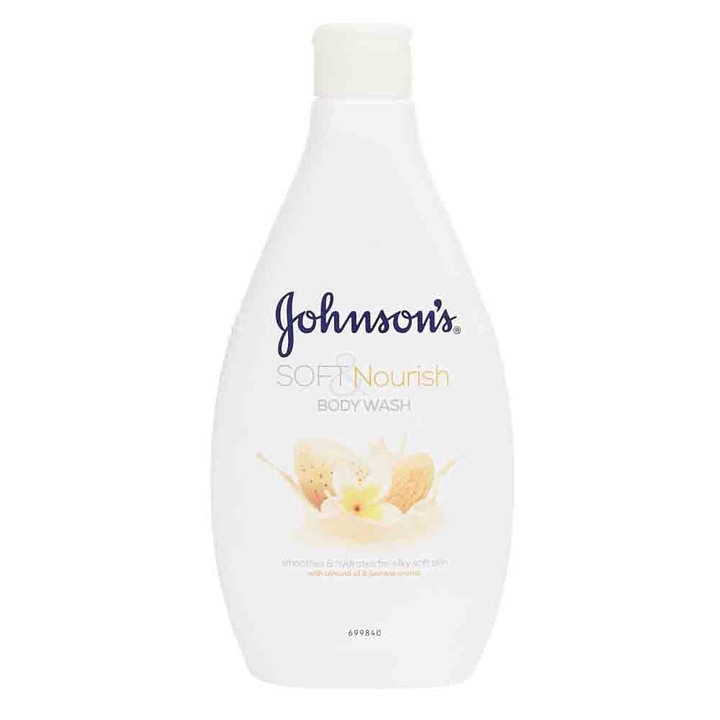 Johnson's Soft & Nourish tusfürdő mandula- és jázminolajjal, 400 ml