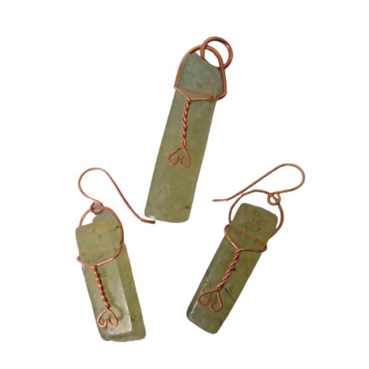 Set pandantiv si cercei din cupru, Torsada cu prehnit