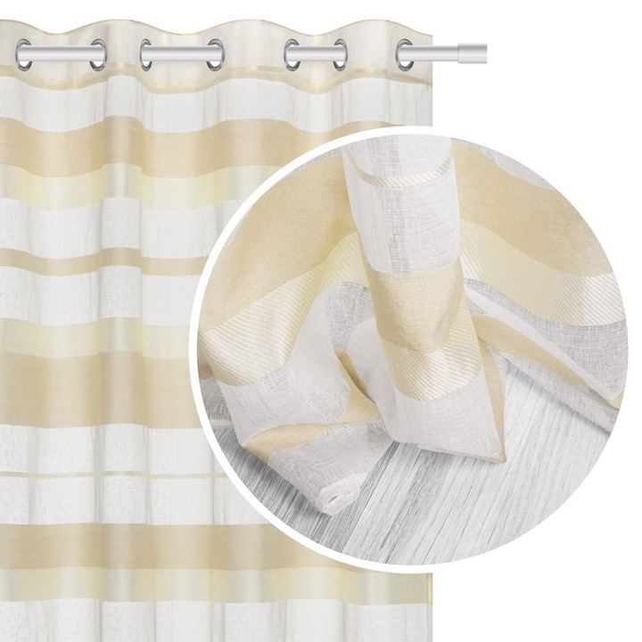 Kész függöny Base, Spod Igly i Nitki, 140x250cm, krém+bézs, 100% poliészter, 8 rúdra rögzíthető