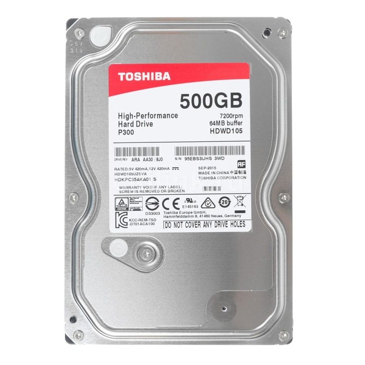 HDD Toshiba P300 500GB, 7200rpm, 64MB, SATA III