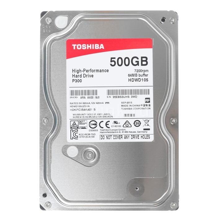Toshiba P300 merevlemez, 500GB, 7200rpm, 64MB, SATA III