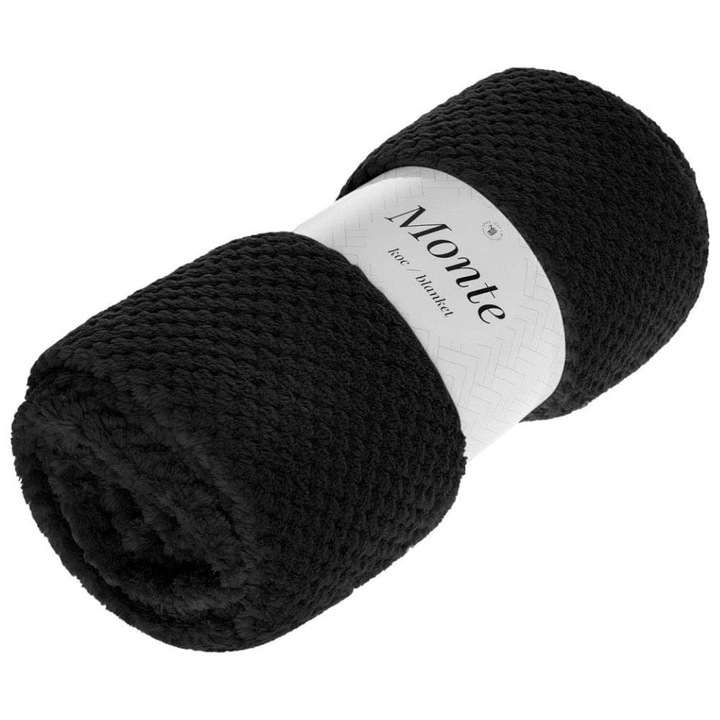 Patura Monte, Spod Igły i Nitki, Microfibra, 200 x 220 cm, Negru