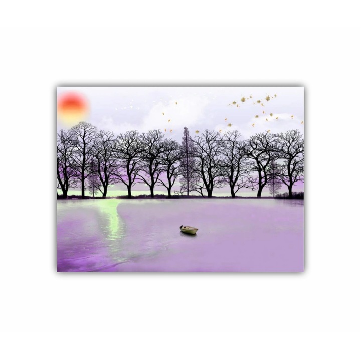 Vászonfestmény, 1 db, Erdő és tó 5 0156, UV nyomat PREMIUM COTTON vászonra és fa keretre feszítve, 40X30 cm