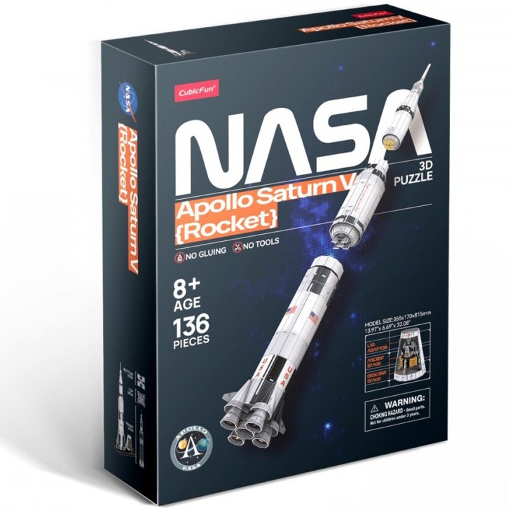 Puzzle 3D Cubic Fun - NASA Apollo Saturn V, 136 piese