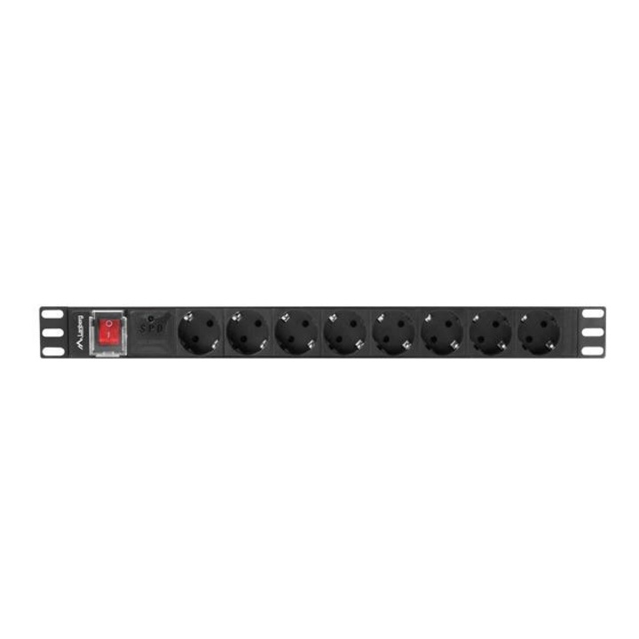 Разклонител, Lanberg power distribution unit (pdu) 19" 1U 16a 2m 8x schuko outlets black