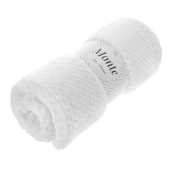 Patura Monte, Spod Igły i Nitki, Microfibra, 200 x 220 cm, Alb