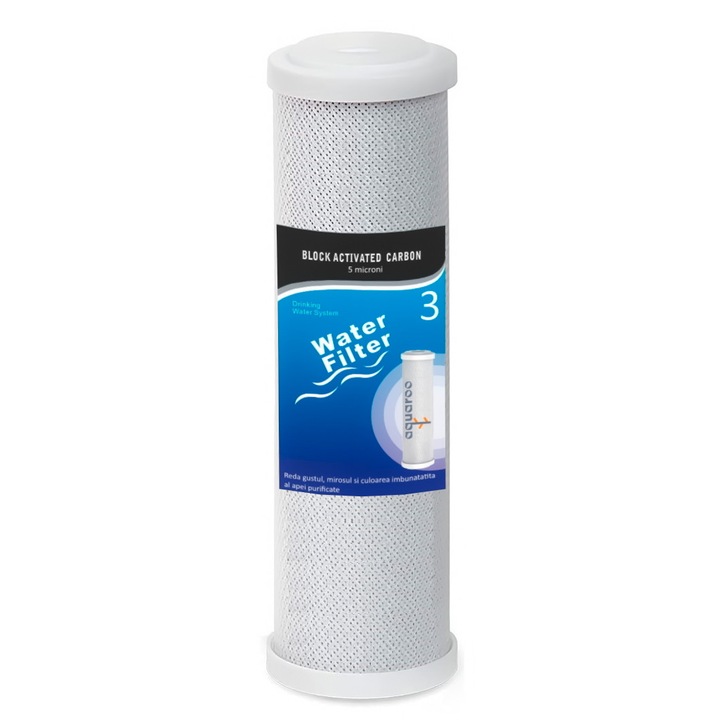 Cartus filtru apa prefiltrare Bloc Carbon 5 microni (25 cm), Osmoza Inversa, Microfiltrare si Ultrafiltrare