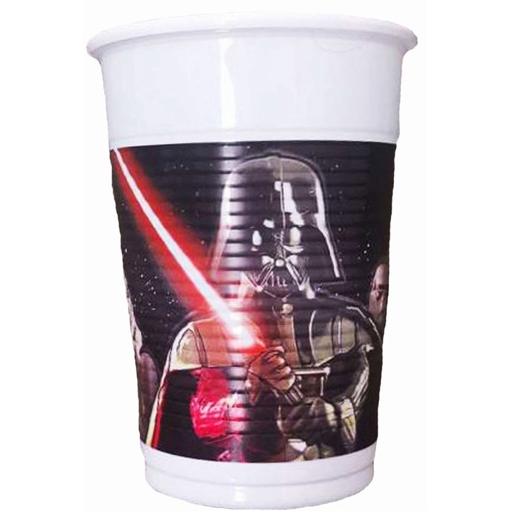 Set 8 pahare, Javoli, Model Star Wars, 200ml, Plastic, Multicolor