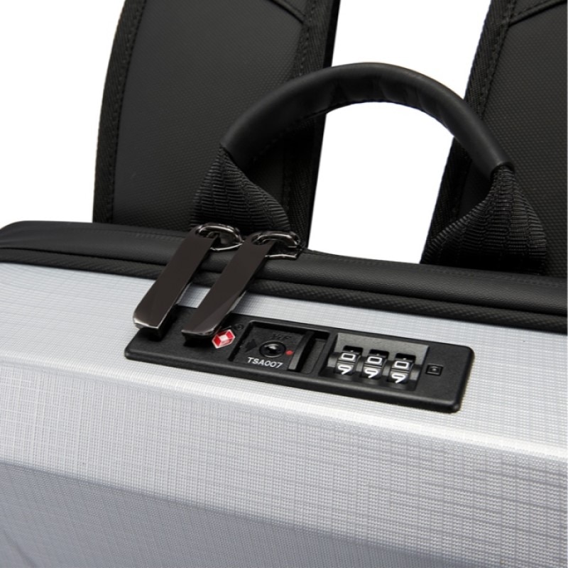 Rucsac laptop 15.6" business cu carcasa rigida din material impermeabil EVA, sistem antifurt, port de incarcare USB, BANGE, 30.5x10x44.5 cm, Argintiu