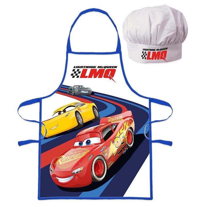 Set sort si boneta bucatar pentru copii, Cars, 3-8 ani