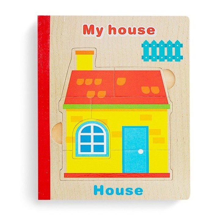 OEM My House könyv, 6 db puzzle, fa, 7Toys