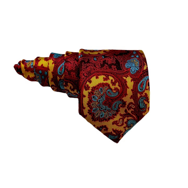 Cravata din matase naturala, Luxury Anis, Exotic Red Arabesque