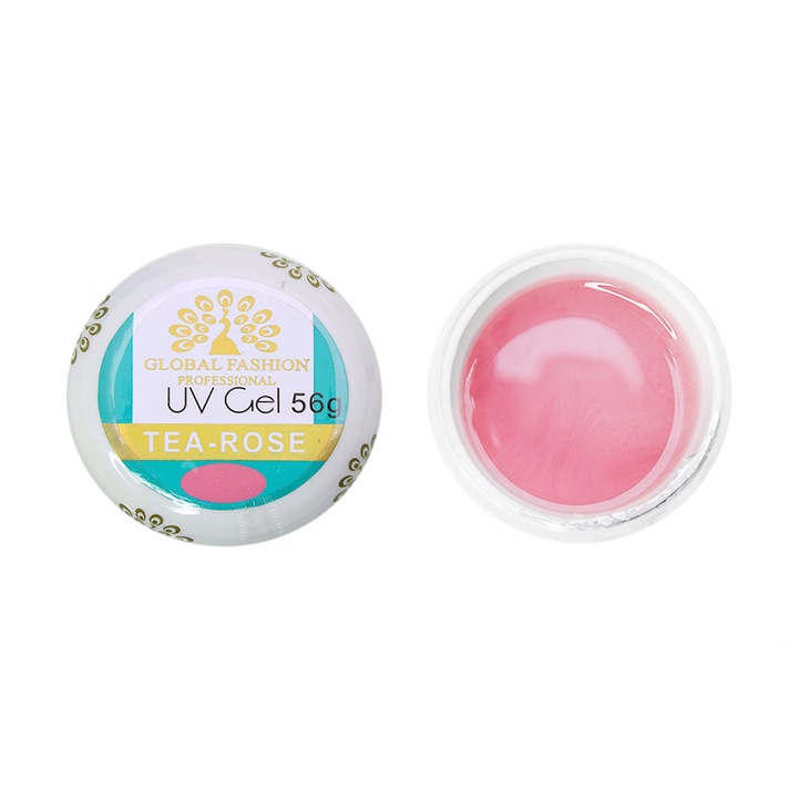 UV körömépítő gél, borító, Global Fashion, Tea Rose, 56 gr